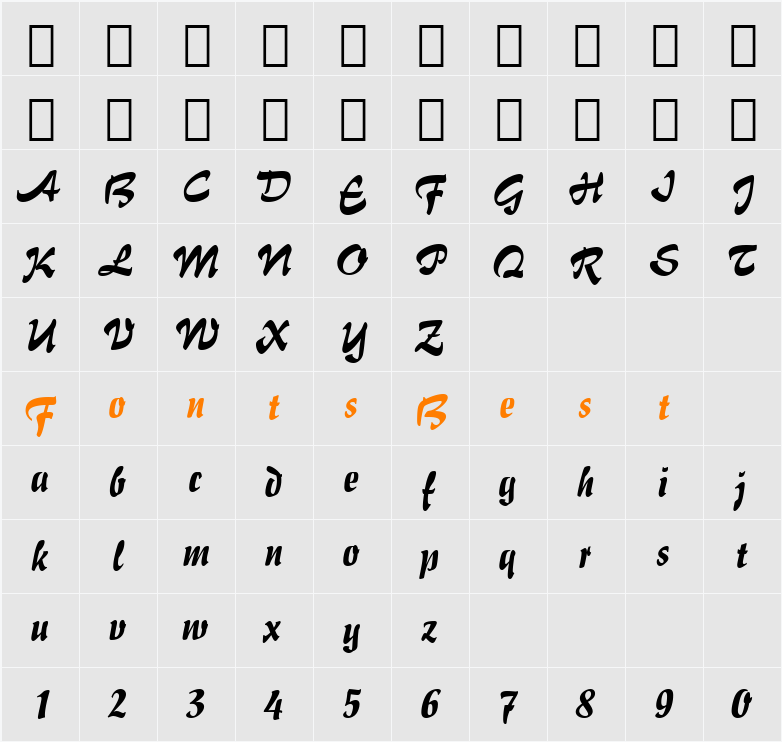 Impuls BT Character Map