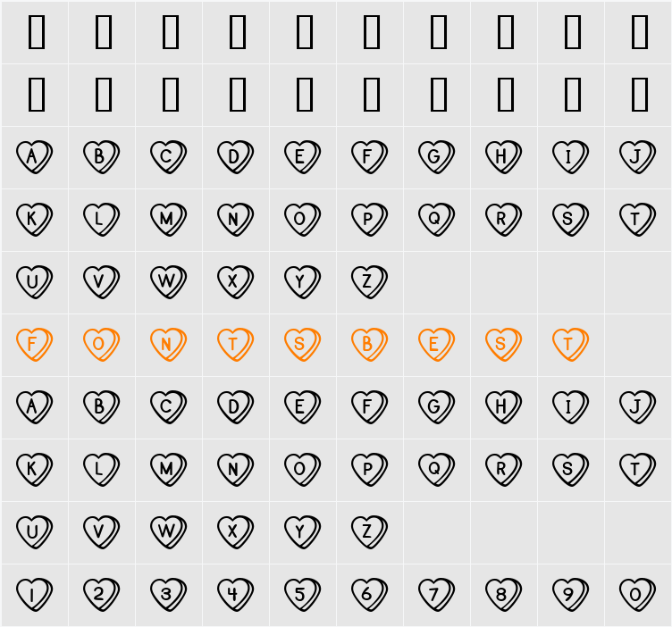 Sweet Hearts BV Character Map