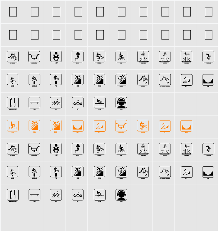 ICONO BMX Character Map