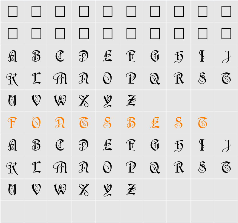 Horst Character Map
