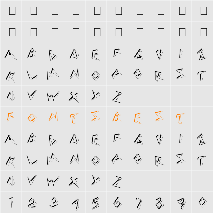 Twosie Display Caps SSi Character Map