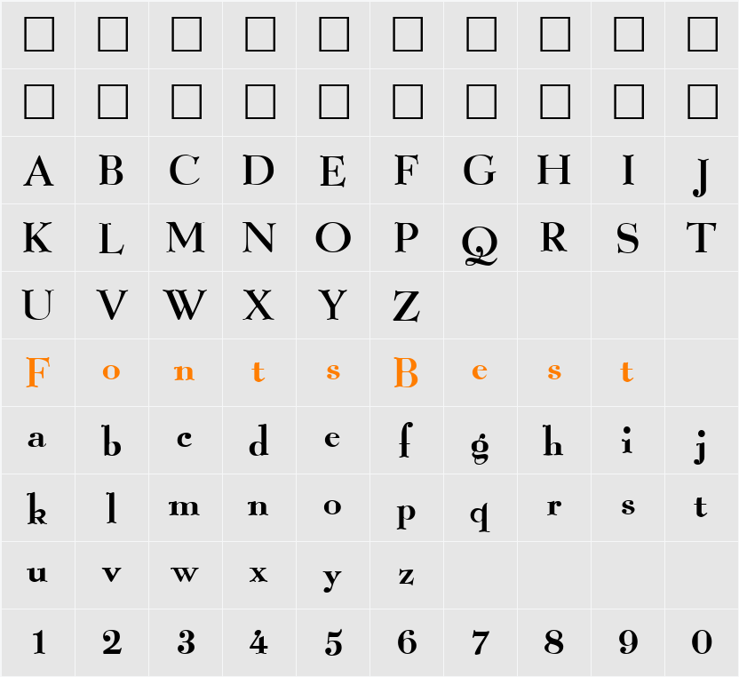 GrailLight Character Map