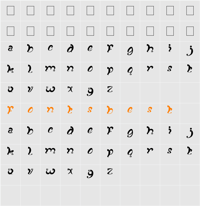 fancy curly Character Map