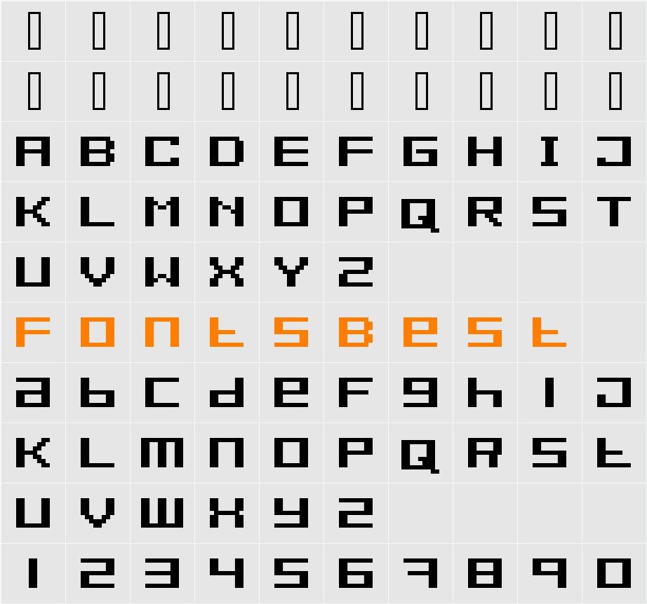 PXLB Character Map
