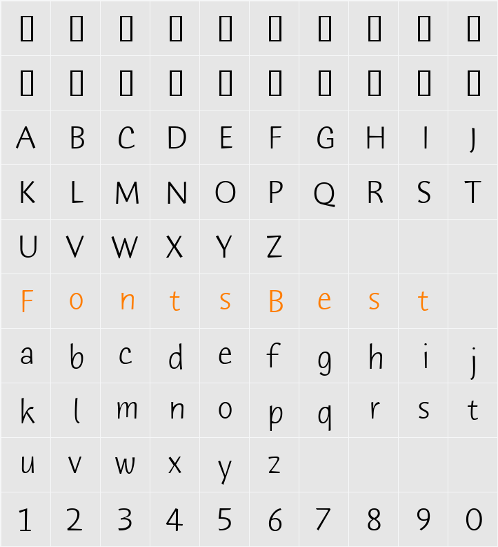 Humana Sans ITC TT Character Map