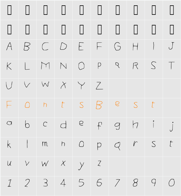 ComicalTypewriter Character Map