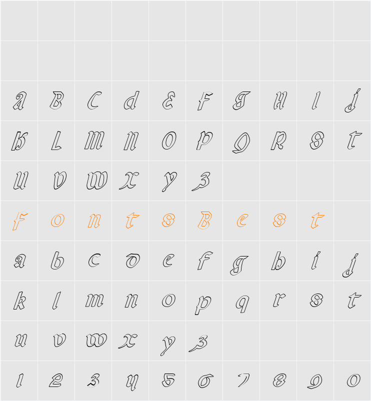 Valerius Outline Italic Character Map