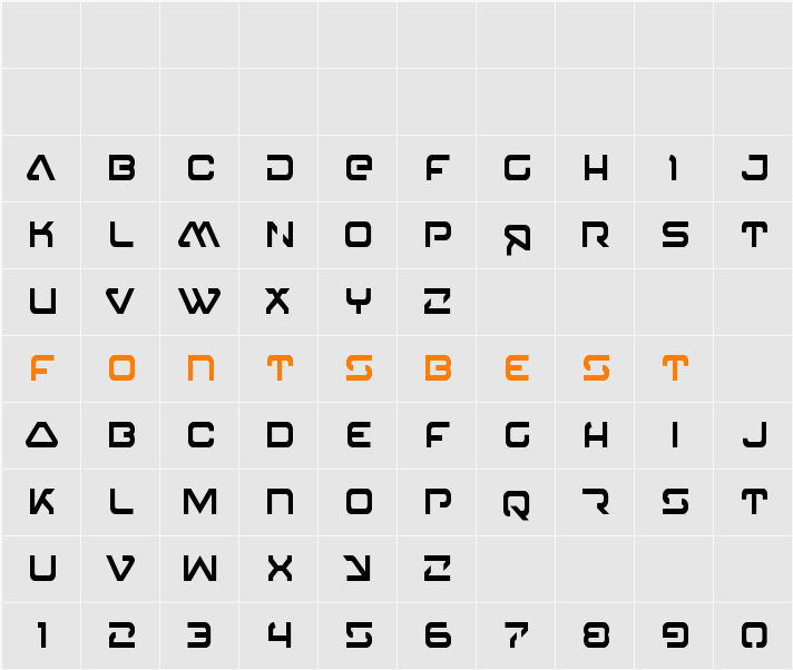 4114 Blaster Condensed Character Map