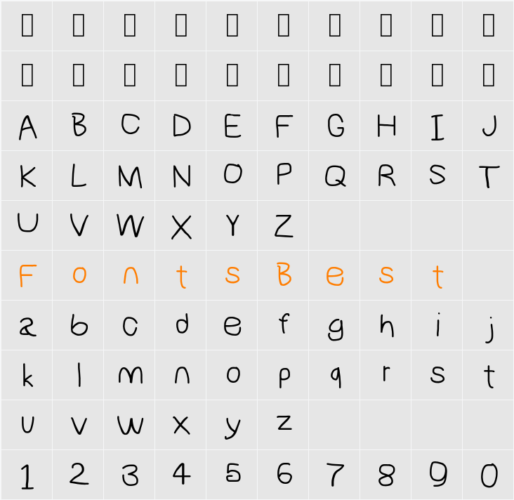 NumbBunny Character Map