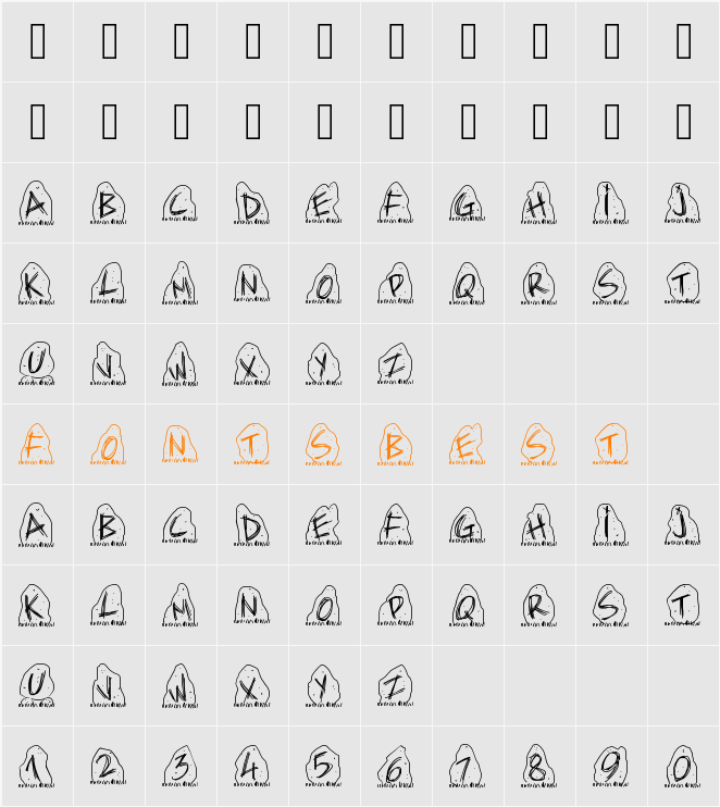 PWDolmen Character Map
