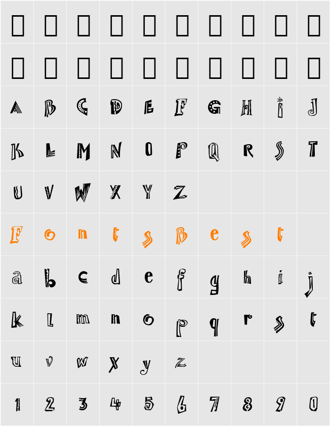 Jambalaya ITC TT Character Map