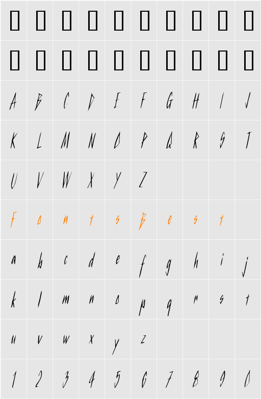 KurtzCondensed Character Map