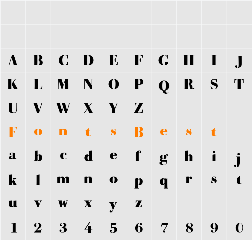 Bodoni Old Face BE Character Map
