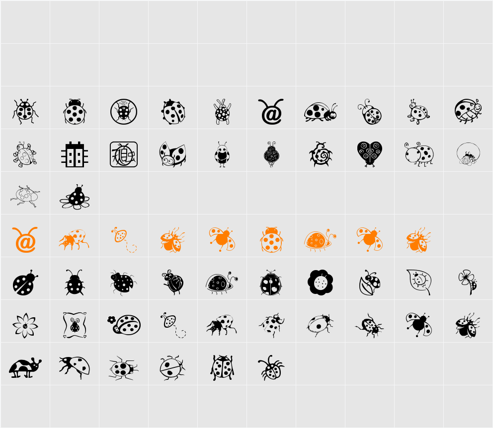 Ladybug Dings Character Map