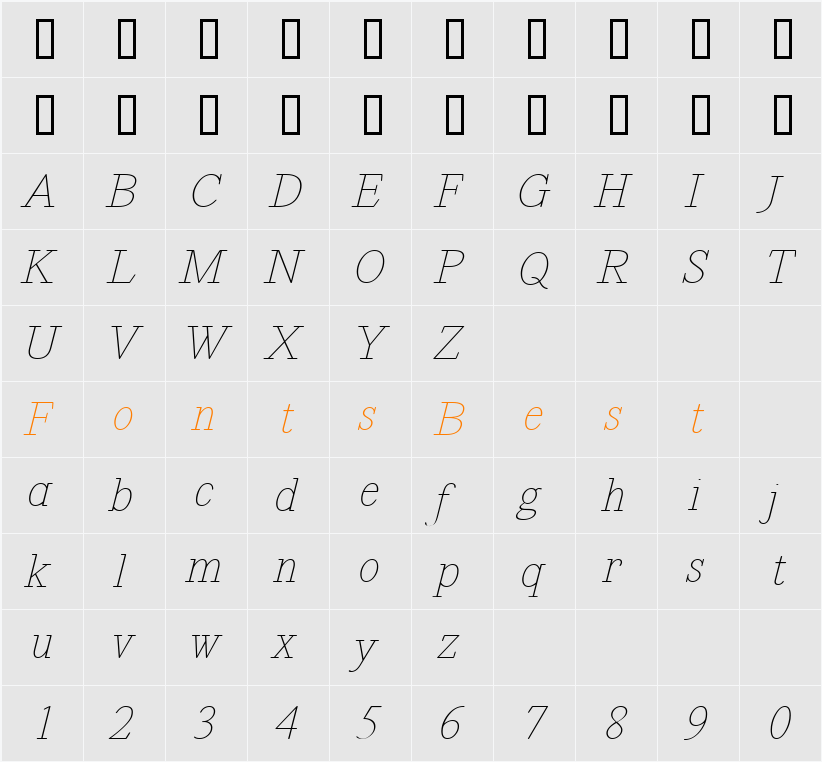Revelation BTN Lt Character Map