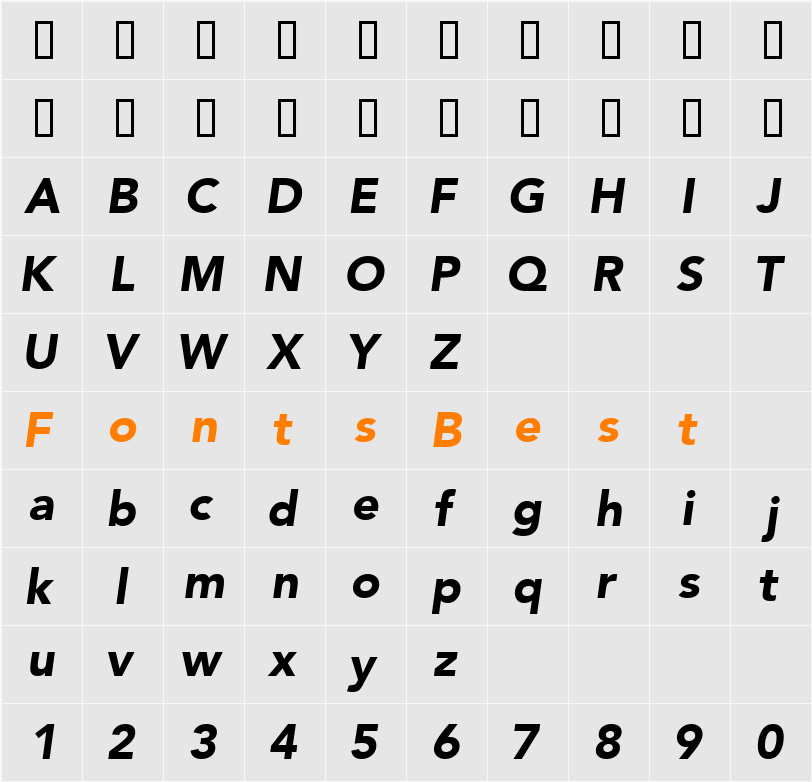 ExpoBlackSSi Character Map