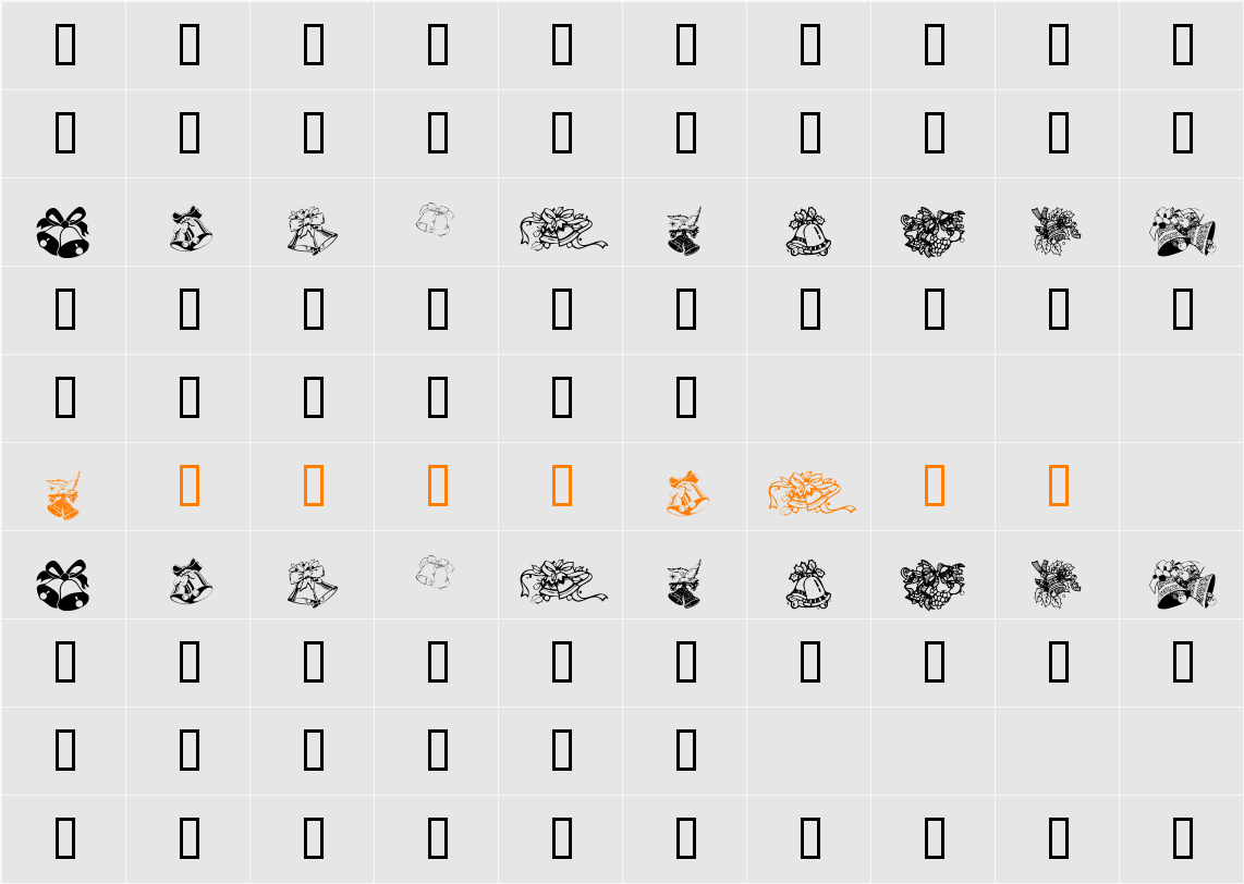 KR Christmas Bells Character Map