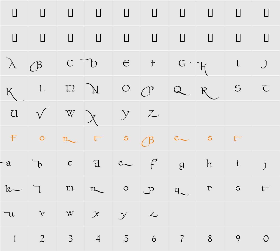 ClaustrumSwash Character Map