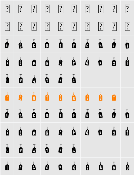 Woodcutter Tags on a Rope Character Map
