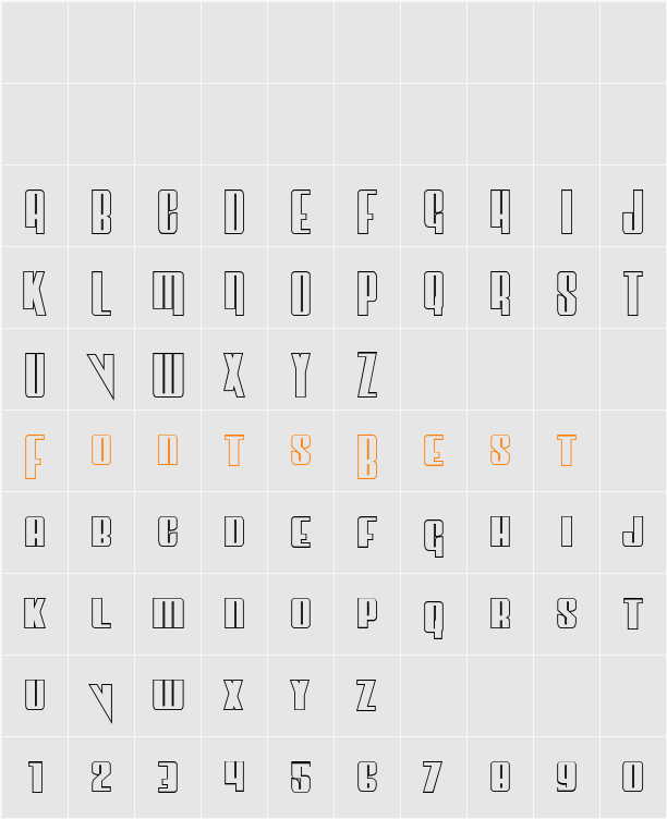 Vindicator Outline Character Map