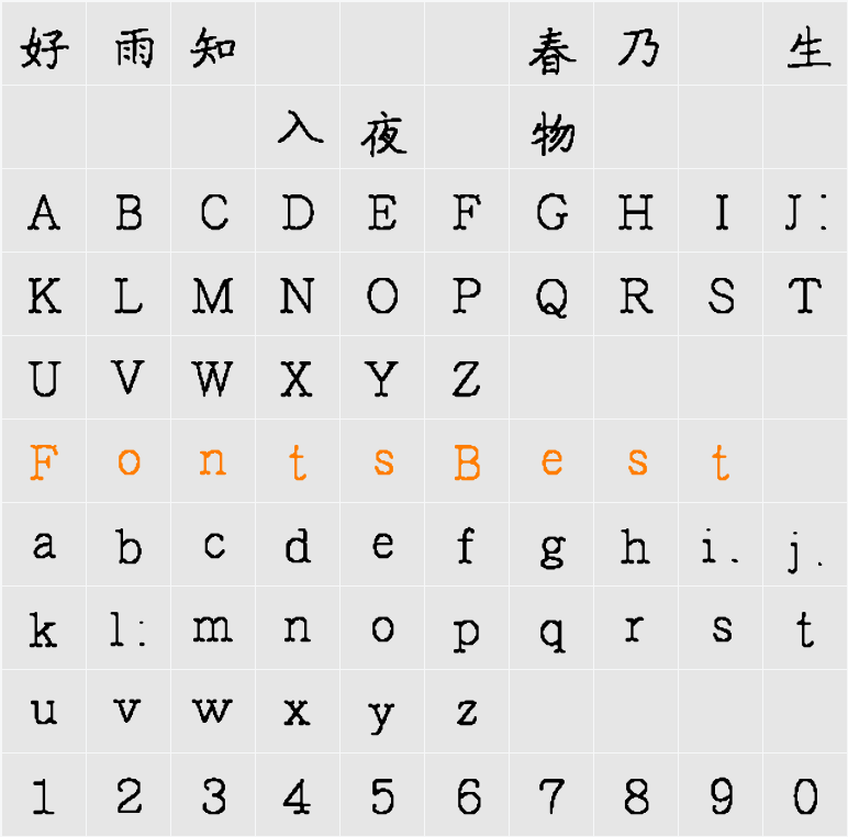 HanWangAvKaiSu Character Map