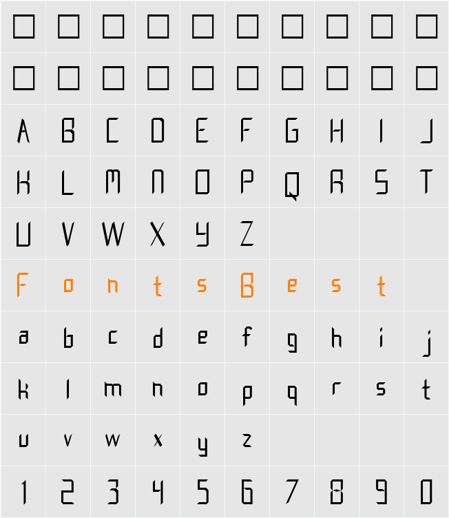FZ DIGITAL 8 Character Map