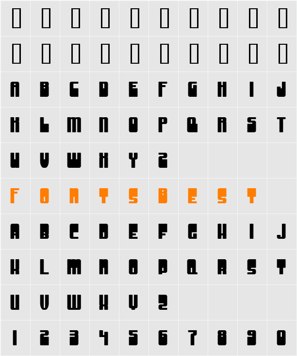 Groove Machine Upright Character Map