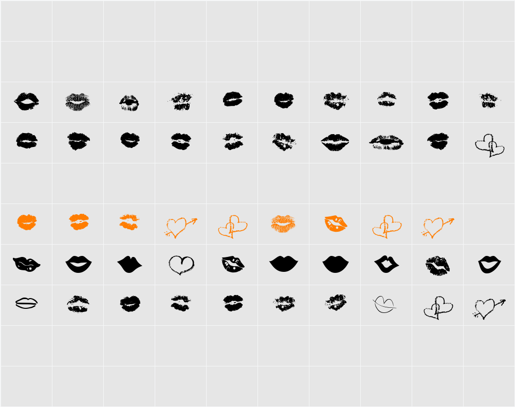 Lipstick Extras Character Map