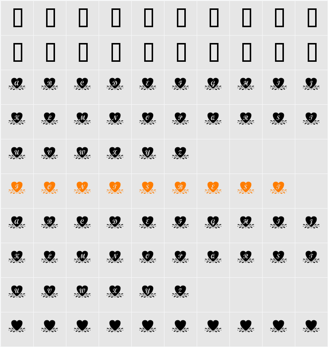 KR Amish Heart Character Map