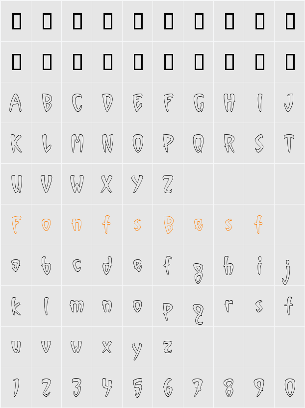 Vinyl Outline ITC TT Character Map