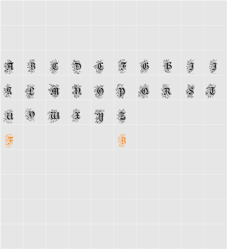 Foliar Initials Character Map