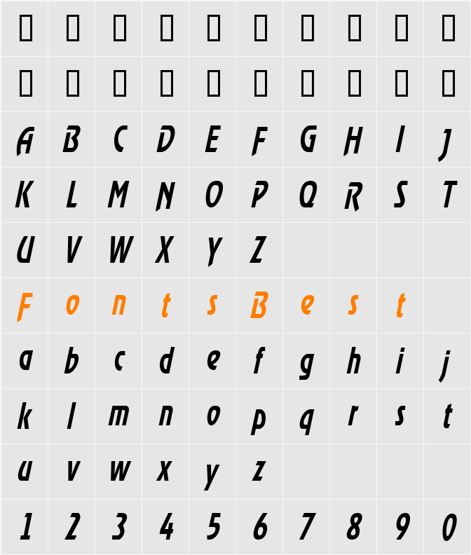 XanadauCondensed Character Map