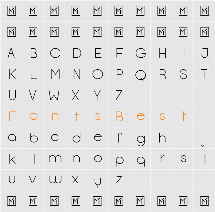 Opificio Character Map