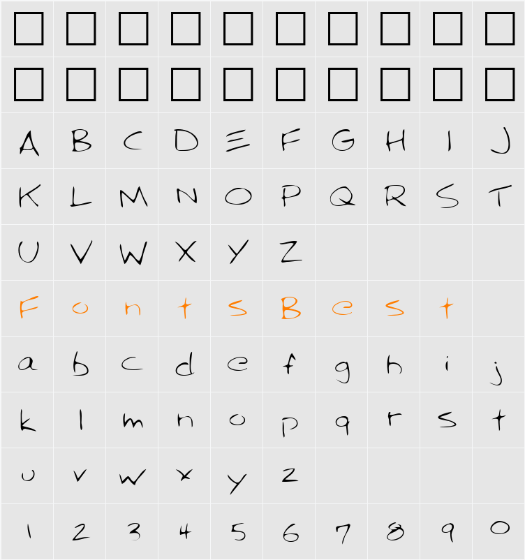 LEHN012 Character Map