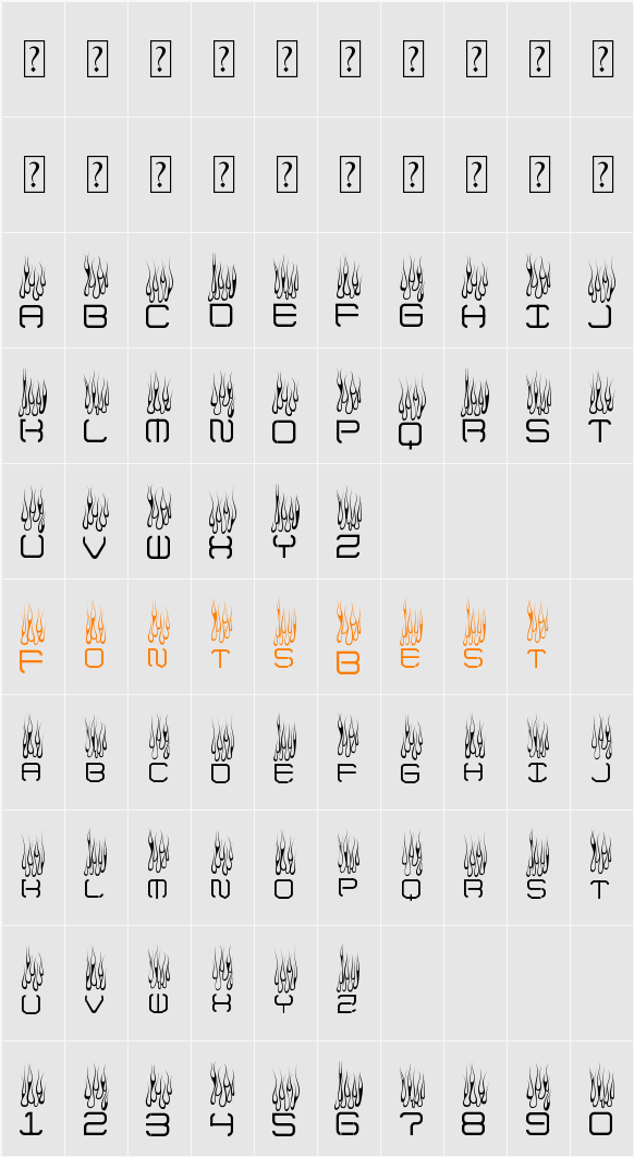 Up In Flames Too Character Map