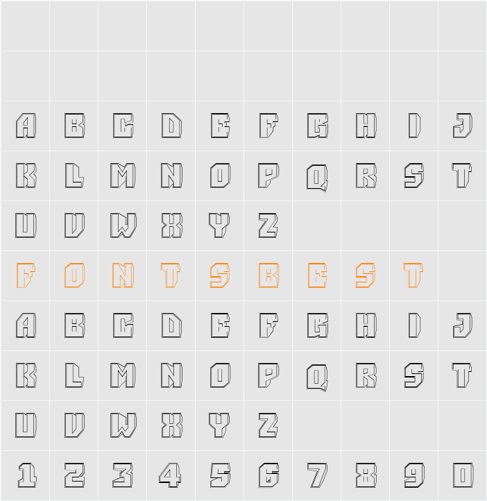 a_Simpler3DHlw Character Map