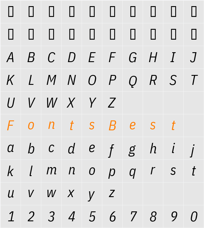 IBM Plex Sans Cond Character Map