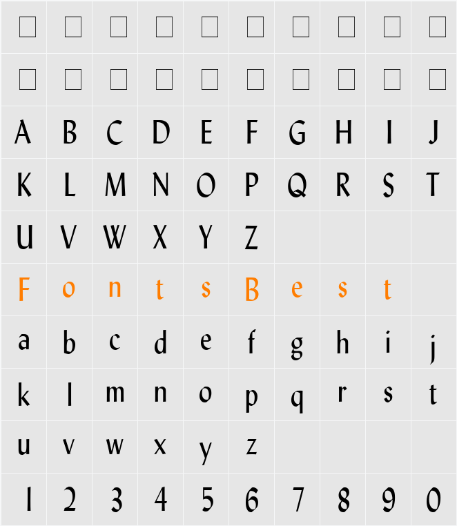 Lynda Condensed Character Map