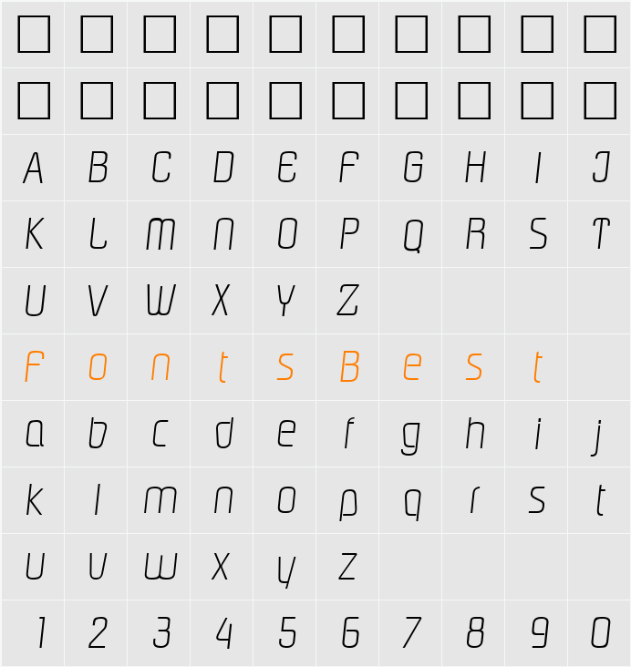 PasadenaL Character Map