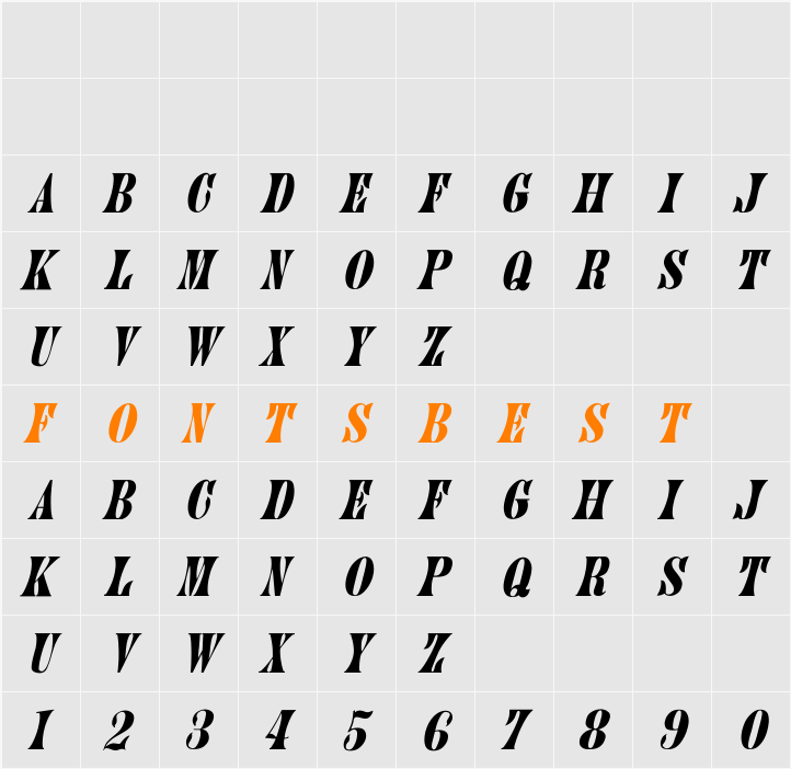 Juniper-Normal Italic Character Map