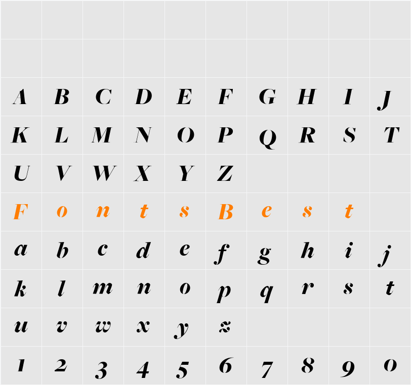 FreightBigBlackItalic Character Map