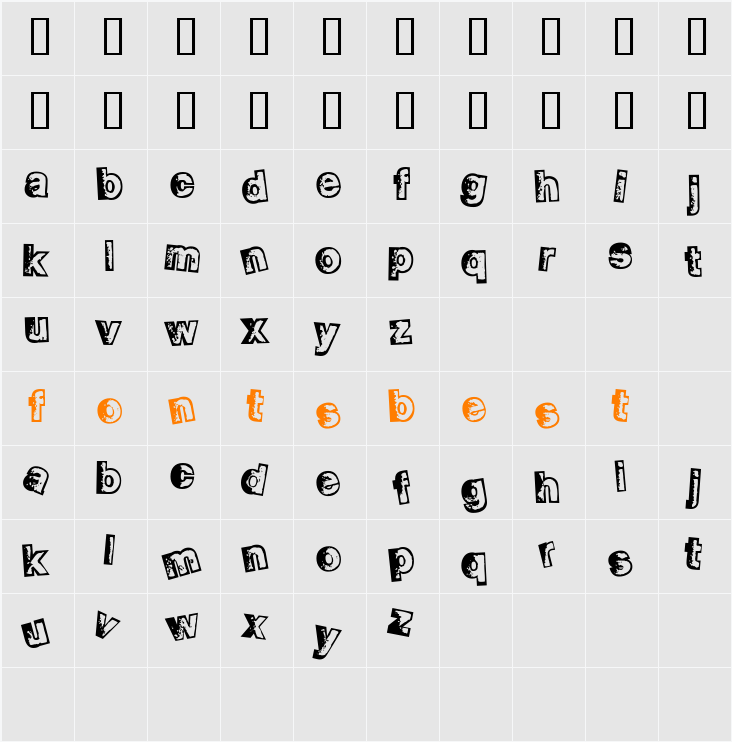 Smellvetica Outline Character Map