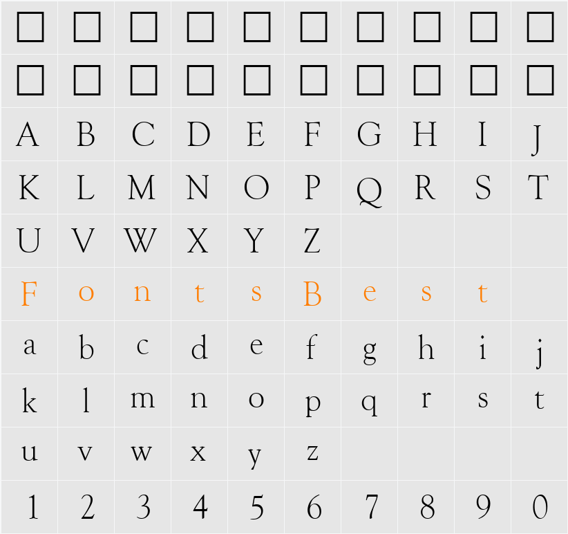 Goudx-Light Character Map