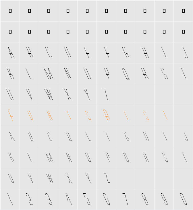 FZ BASIC 27 LEFTY Character Map