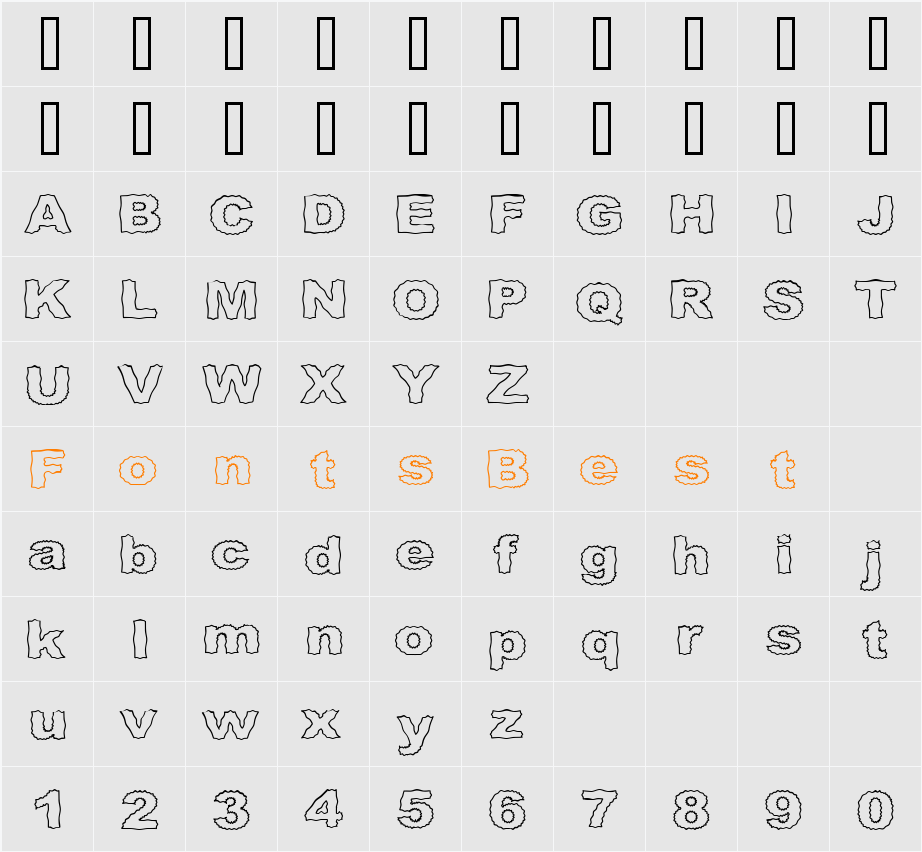 Roughhewn Outline Character Map