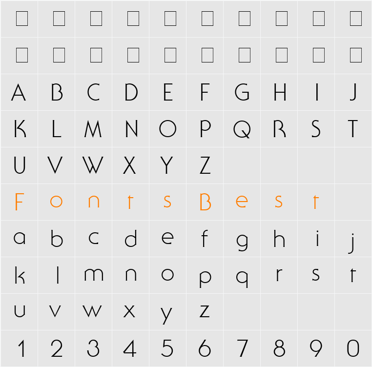 Ubiq Gothic Light SSi Character Map
