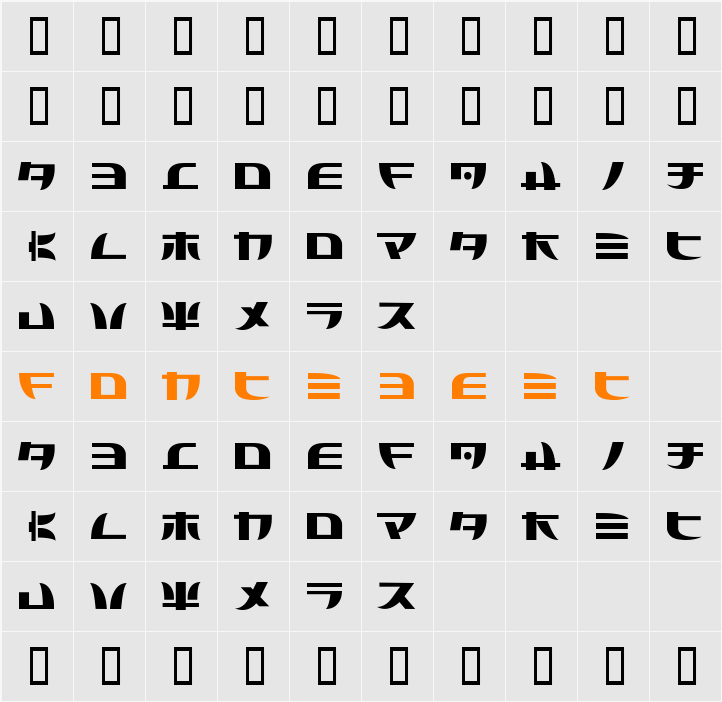 Tecnojap Character Map