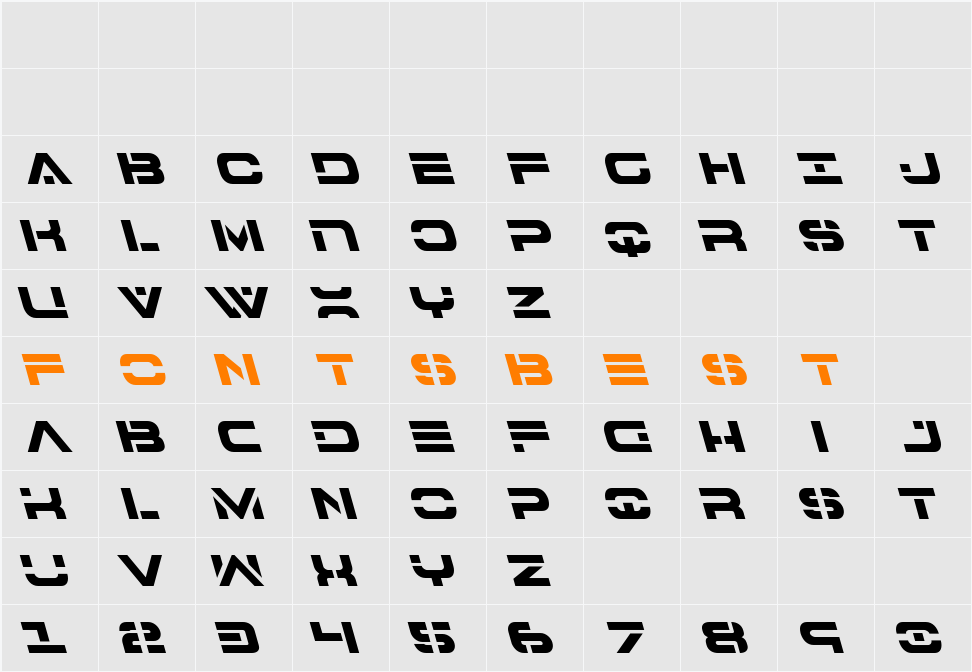 7th Service Leftalic Character Map