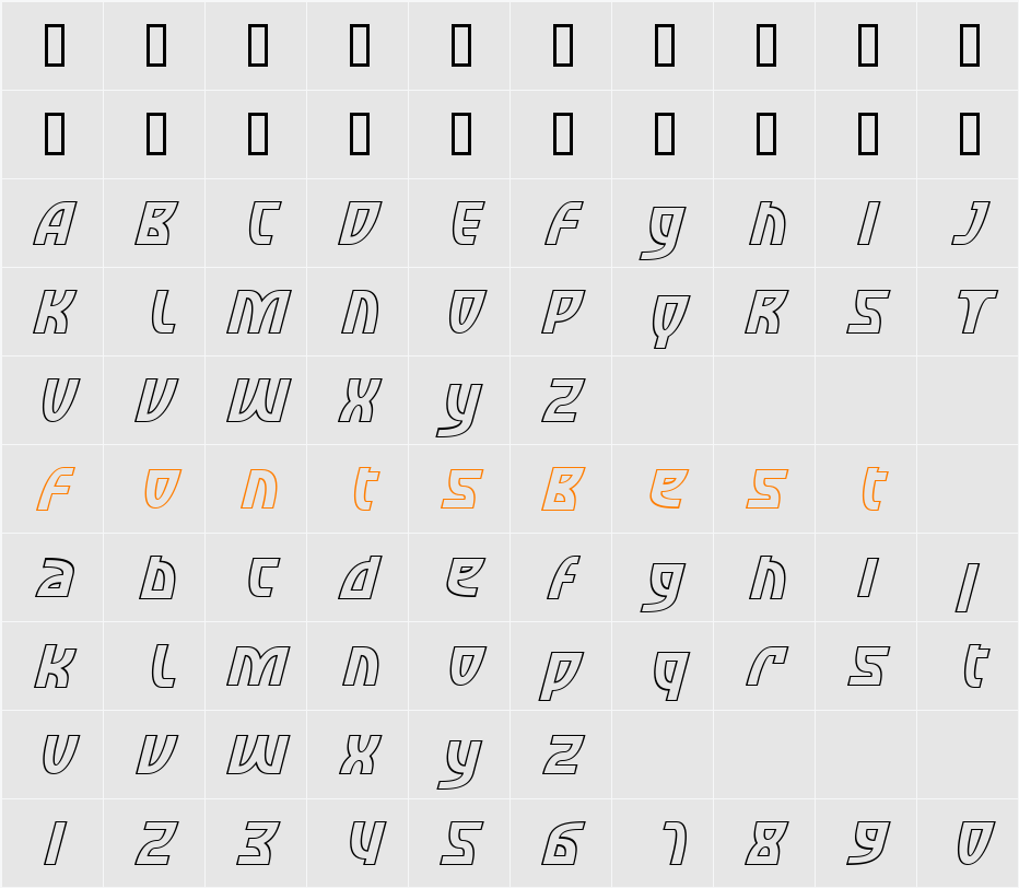 SF Retroesque Outline Character Map