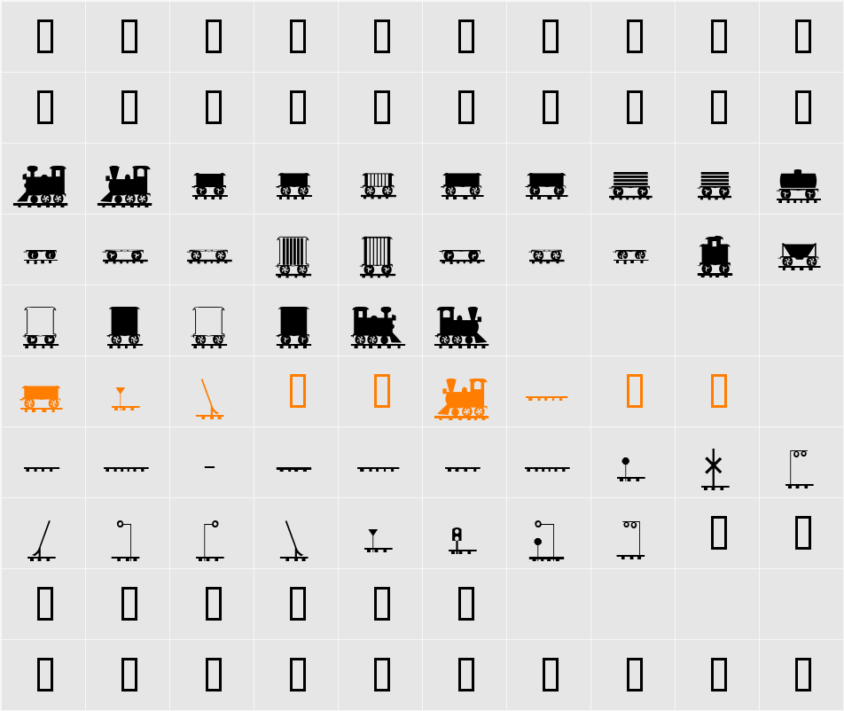 XLaserTrain Character Map